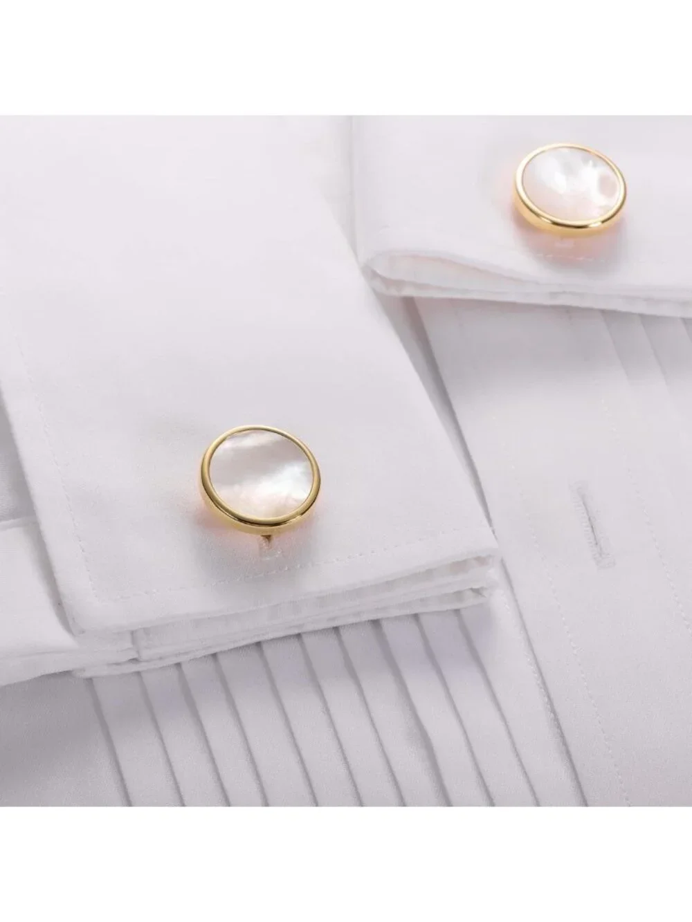 Elegant Mother-of-Pearl Tuxedo Shirt Button & Cufflink Set for Weddings & Events